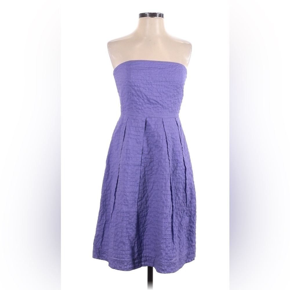 J Crew Womens Dress Size 4,Purple, Textured Sheath,Strapless, Knee Length
